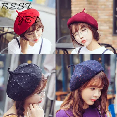 

Women's Autumn and Winter Retro British Woolen Shilly Single Pumpkin Hat Octagonal Cap Beret Solid Color Painter Cap