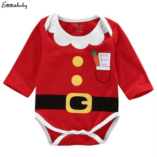 Рождественское хлопковое боди Emmababy для новорожденных мальчиков и девочек одежда