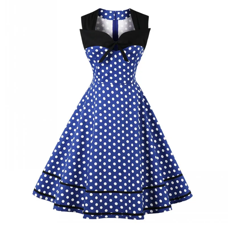 2018 плюс Размеры летнее платье vestidos Для женщин Vestido Винтаж в горошек 50 s 60 ретро