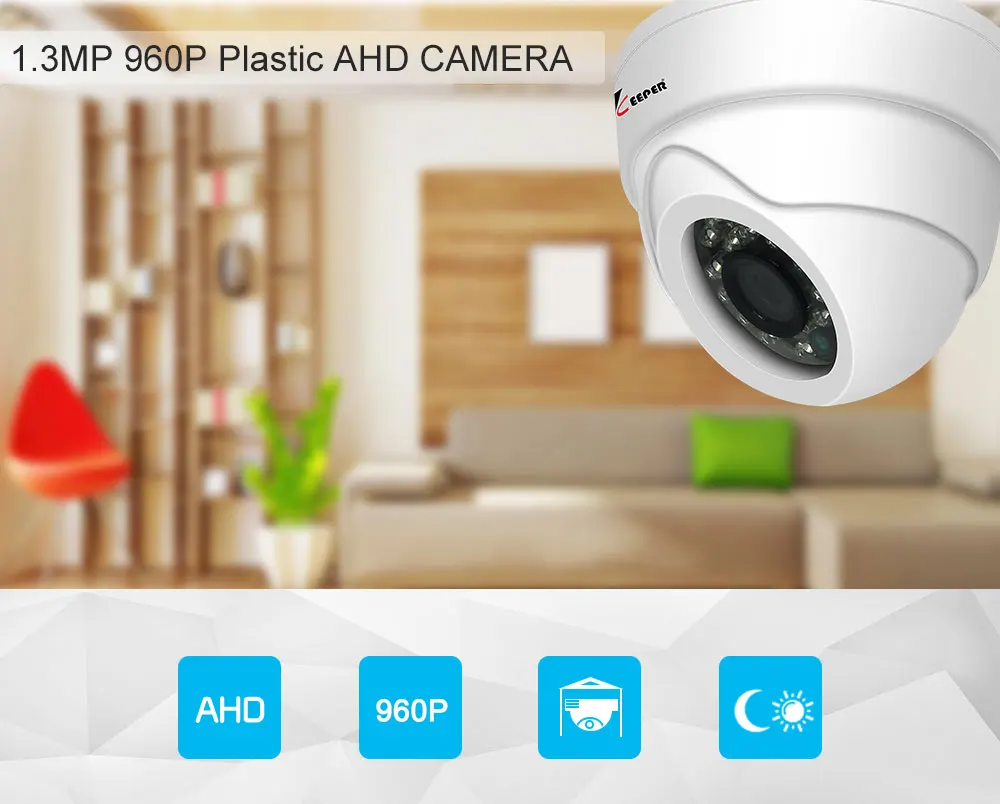 Keeper 960P HD мини-камера безопасности с ИК-подсветкой 24 шт. ИК-светодиоды ночного видения аналоговая камера для помещений купольная камера видеонаблюдения CCTV камера s