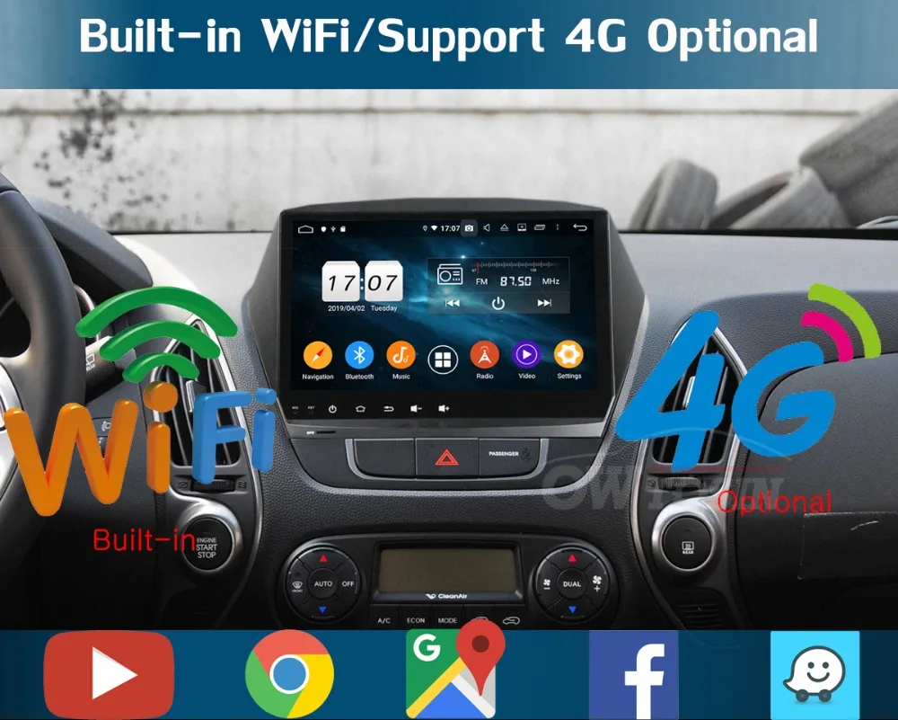 " ips 8 ядерный 4 Гб+ 64 ГБ Android 9,0 автомобильный DVD мультимедиа для hyundai Tucson IX35 Tucson 2 2010- радио gps DSP CarPlay Parrot BT