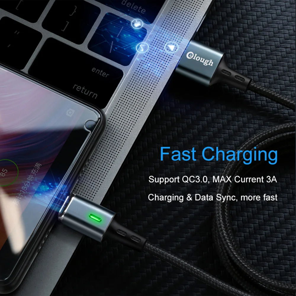 3A Быстрый Магнитный QC 3 0 кабель Micro USB для Iphone зарядка Магнит samsung Xiaomi huawei|Зарядные