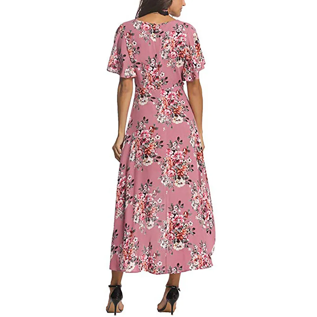 SAGACE Sexy Women Dress 2019 Summer V Neck Short Sleeve Floral Print Beach Party Wedding Long new | Женская одежда
