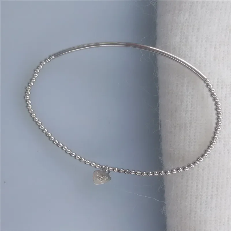 Jsmpfy Silver Adjustable Beads Strand Link&ampchain Bracelets Tube Charms 925 Sterling Elastic Bracelet For Women Gifts | Украшения и