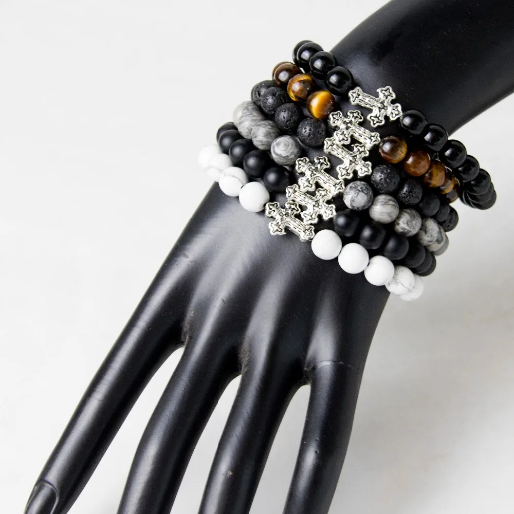 Натуральный тигровый глаз Белый Howlite Лава камень черный оникс Матовый серая