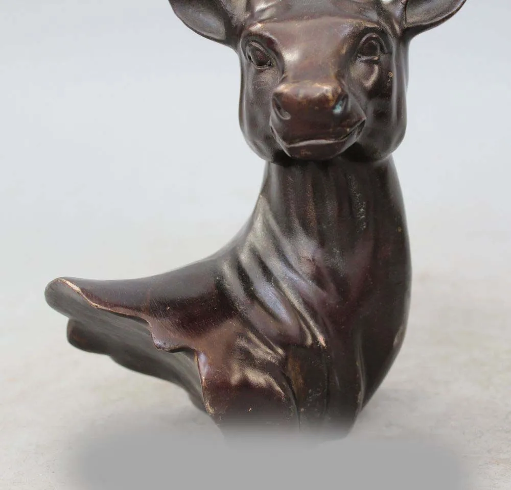 SCY 10 &quotКитайский Фэншуй Бронзовый олень собака голова оленя бюст статуя