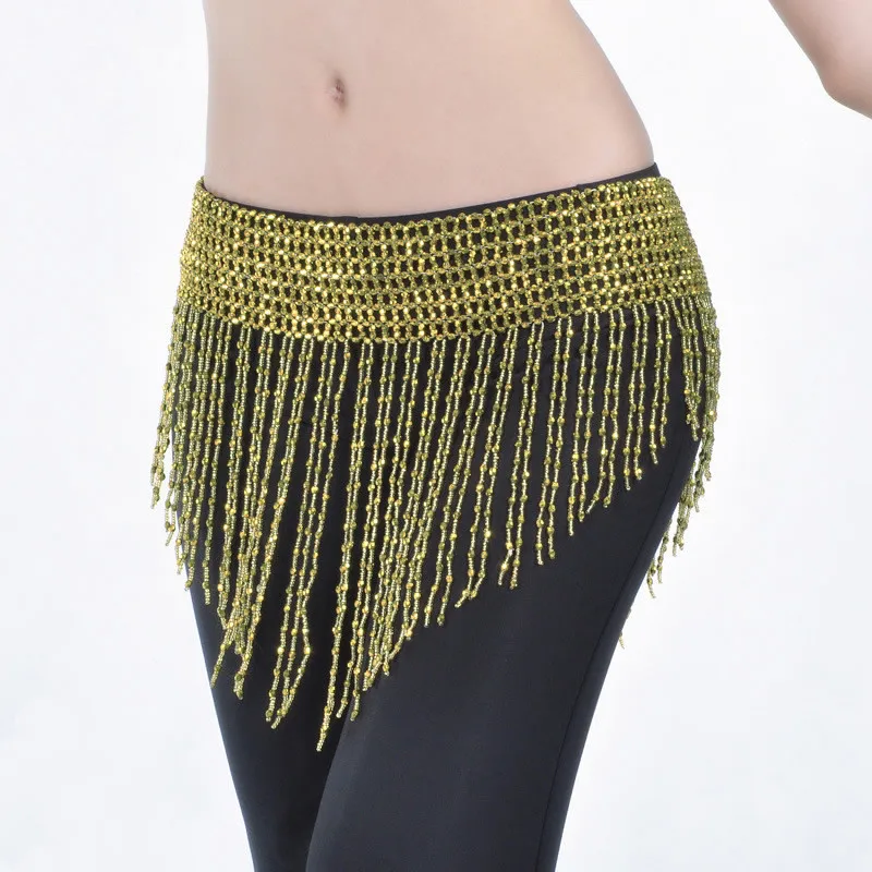 yellow hip Браслет с колокольчиками восточные украшения для танца живота леди танец живота золото серебро бисером ювелирные изделия Аксессуары для индийского танца - Цвет: yellow hip