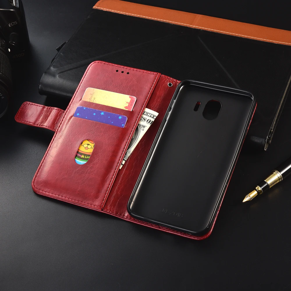 Кожаный чехол-бумажник в винтажном стиле для Samsung Galaxy J4 2018 J400 J400F мягкий чехол из