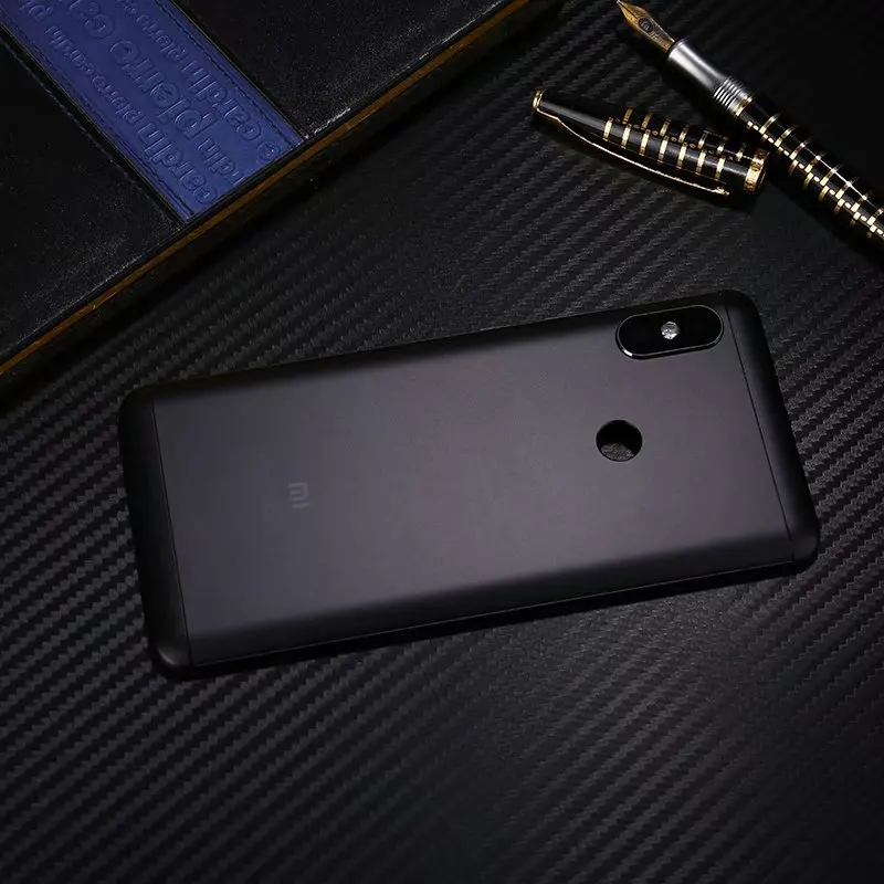 Корпус для Xiaomi Redmi Note 5 Pro Note5, металлическая задняя крышка для батареи, запасная часть, чехол с кнопками для объектива - Цвет: Черный