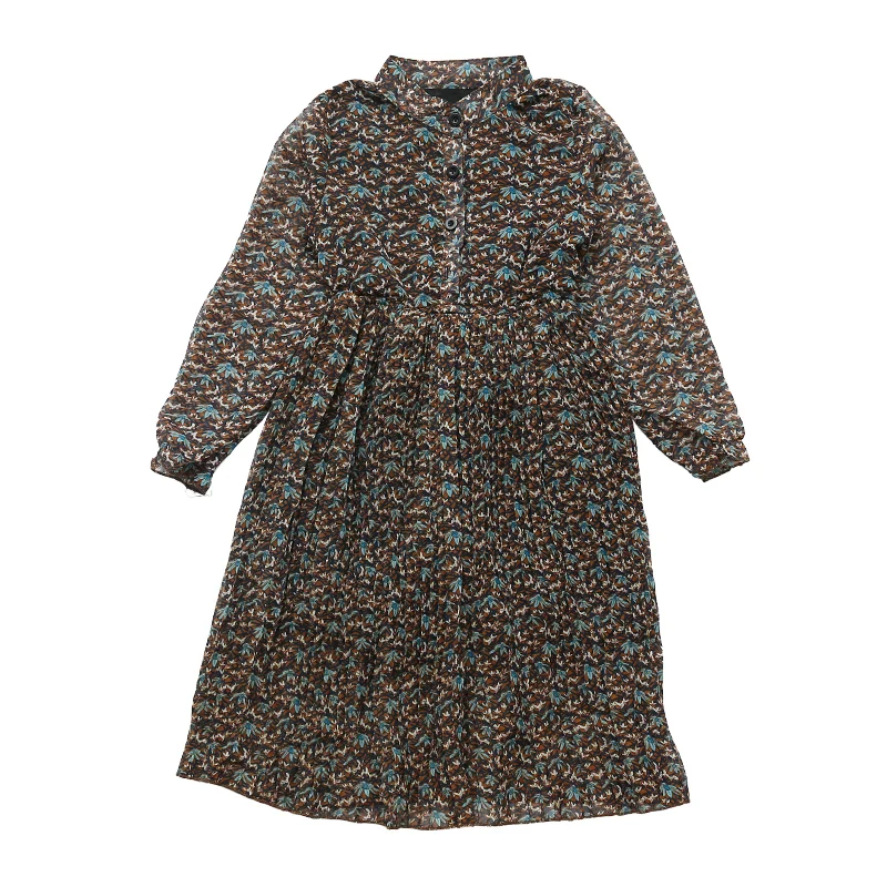 Girls Chiffon Dress Summer Vintage Floral Kids Dresses for Long-Sleeved Princess Teenage Clothes RT554 | Детская одежда и обувь