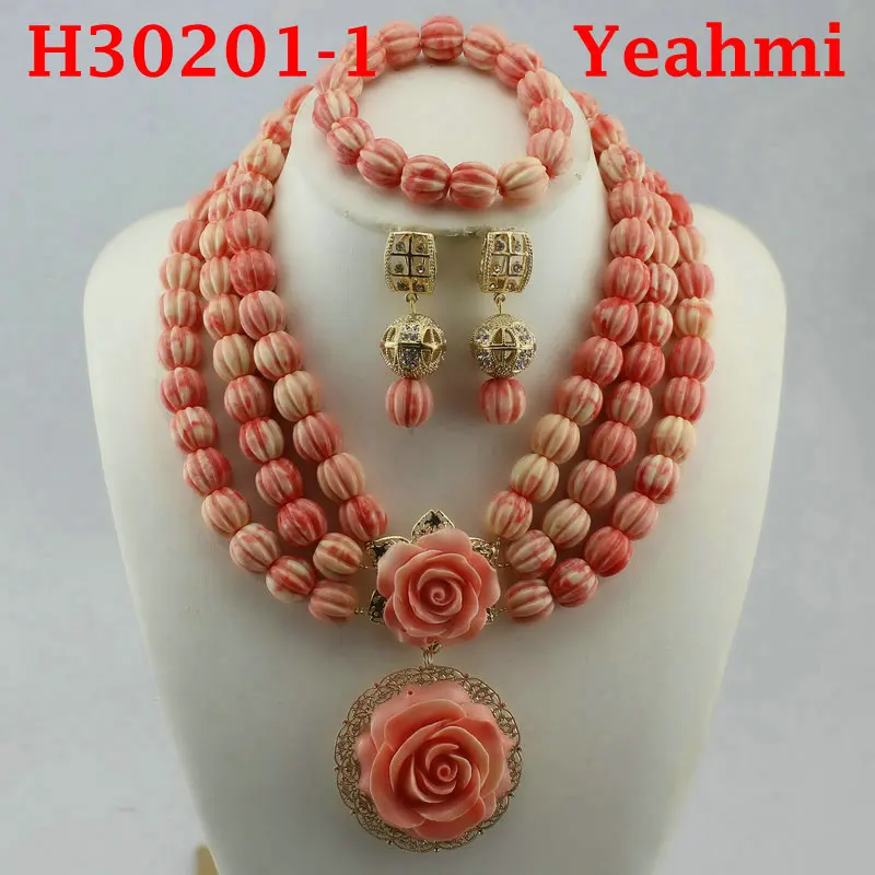 

Fantastic Gold Bridal Beads African Jewelry Set Nigerian Women Costume Wedding Statement Necklace Set H30201-2