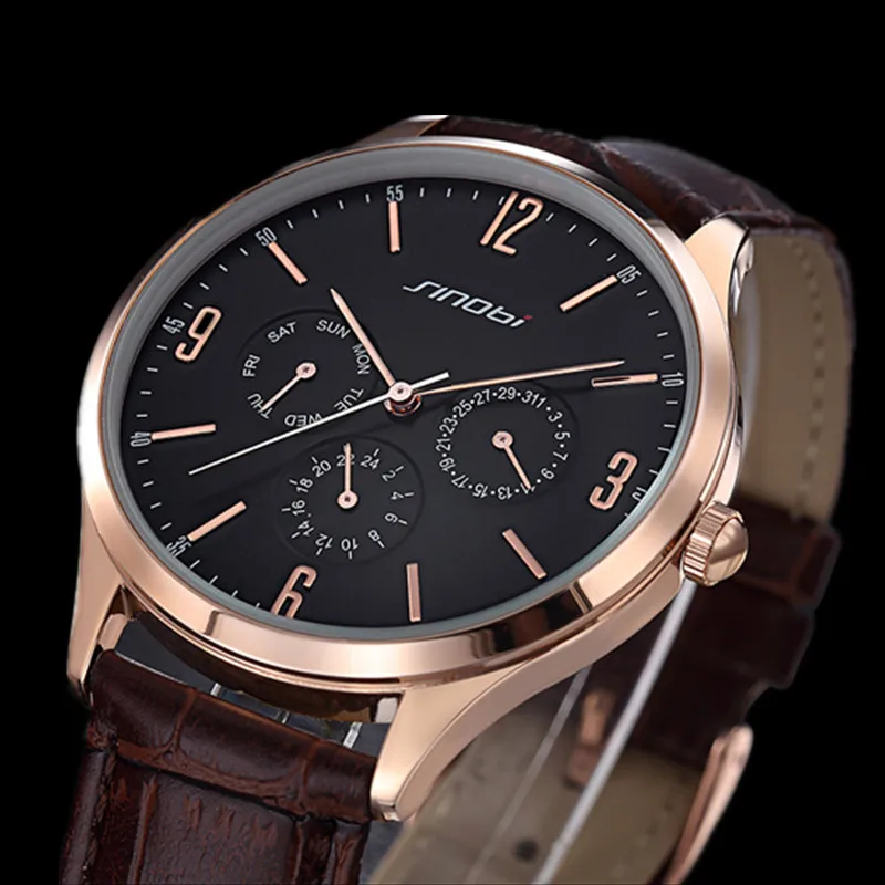 Sinobi Топ Бренд роскошные часы мужские модные водонепроницаемые бизнес кварцевые