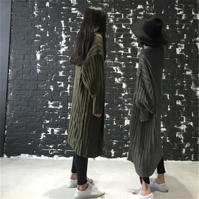 Neploe Solid Loose Long Sweater Women Sleeve Korean Cardigan 2021 Autumn Winter Knitted V-neck Fashion Sueter Mujer 68046 |
