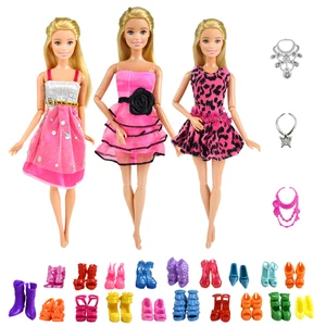 9 шт.комплект = 3 шт., одежда для кукольного платья + 3 шт. пластикового ожерелья + 3 пары обуви для кукольных аксессуаров, лучшие игрушки для девочек, подарок