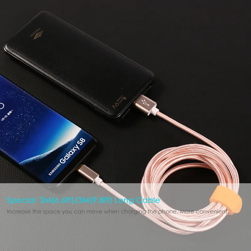 Кабель USB Type C для Samsung S8 Xiaomi Mi5 Huawei P10 P9 Nexus LG зарядный кабель Быстрая зарядка 2 м 3