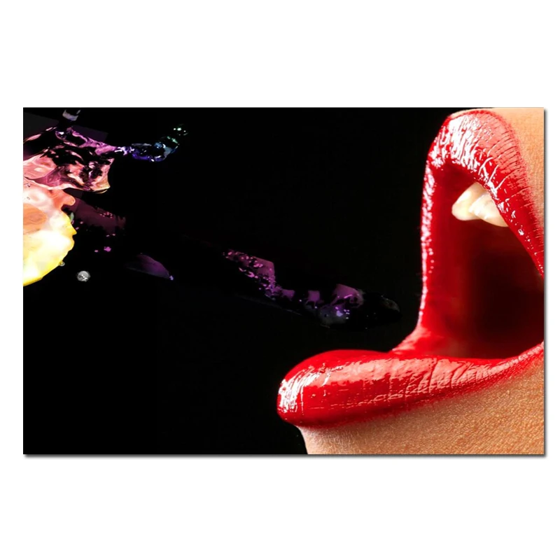 Современная мода сексуальные красные губы девушка Поп-Арт холст картина принты и