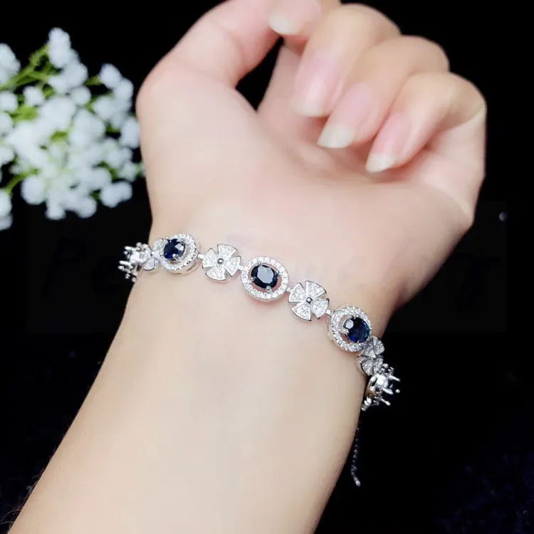 Браслет цепочка с сапфировым камнем 925 карат * 6 шт.|sapphire natural|sapphire densityshipping time |