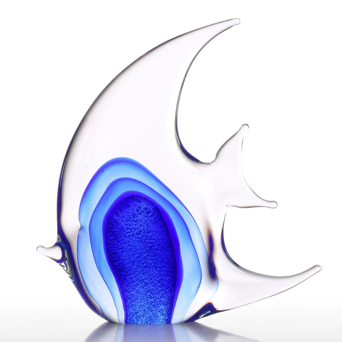 

Tooarts Blue Tropical Fish Gift Glass Ornament Animal Figurine Handblown Home Office Decor Decoration Crafts Desktop Decorative