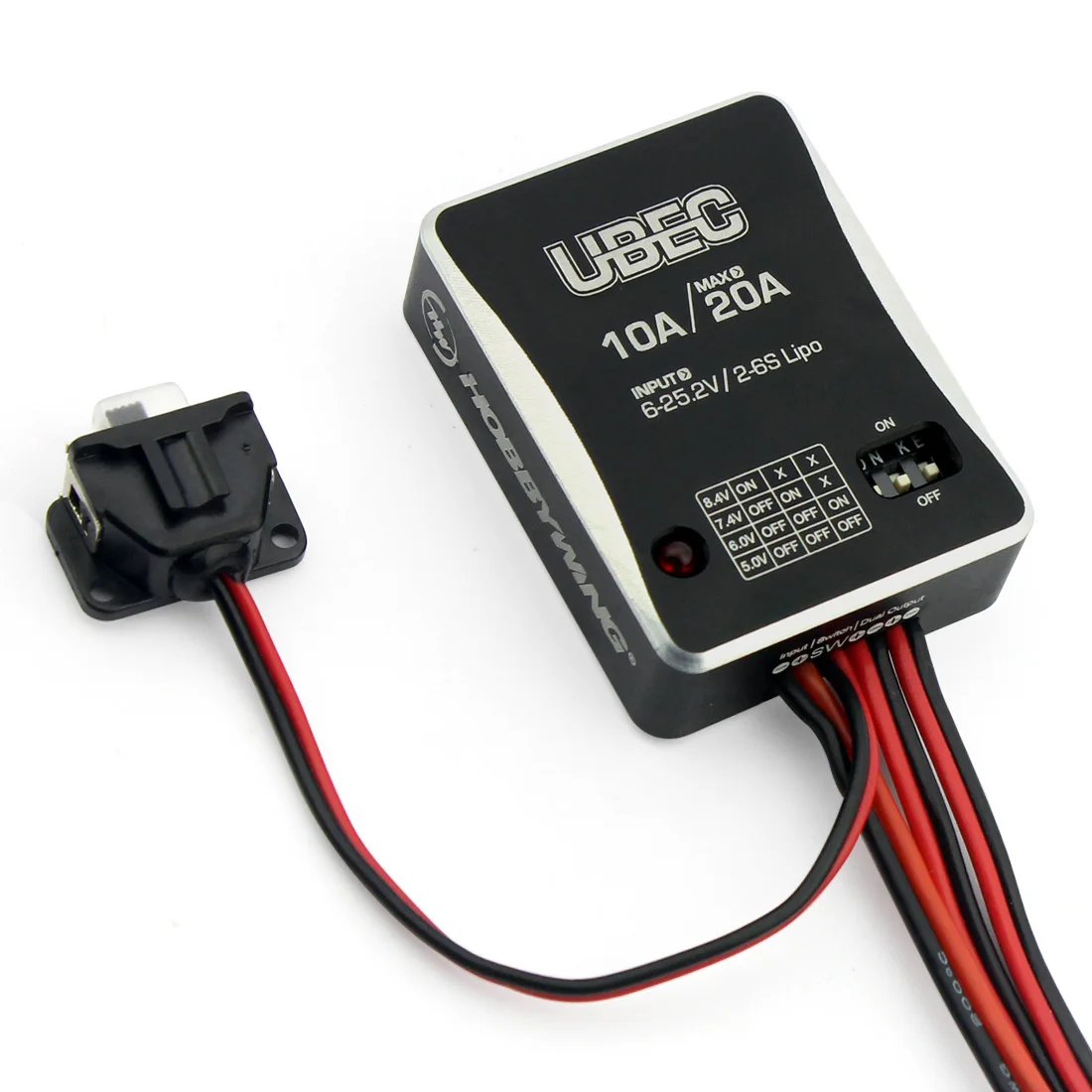 

Hobbywing 10A 2-6S UBEC Module UBEC-10A External BEC Switching Board DC-DC Regulator voltage switches 5.0V/6.0V/7.4V/8.4V for RC