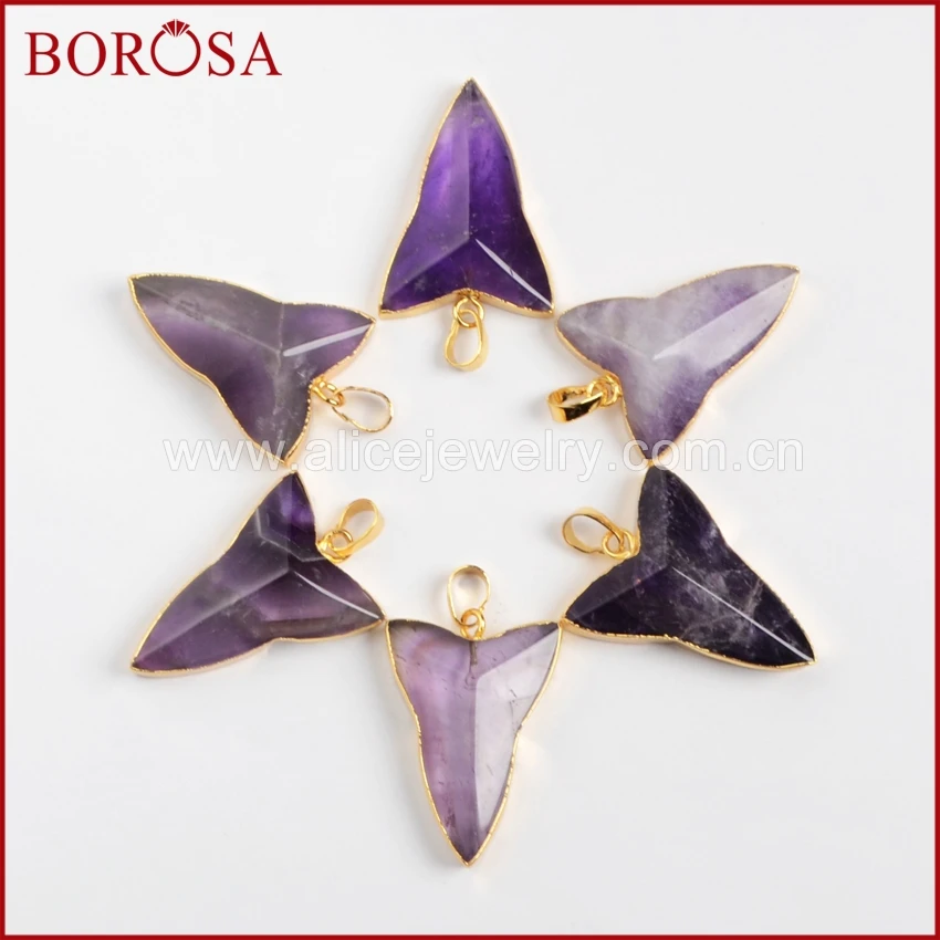 BOROSA 10 шт. золото Цвет натуральный стрелка фиолетовый кристалл кулон из бисера Drusy