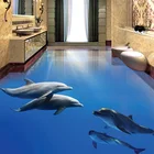 Фотобумага для стен современный Дельфин подводный мир 3D напольная плитка настенная наклейка Ванная Спальня ПВХ водонепроницаемый домашний декор настенная бумага