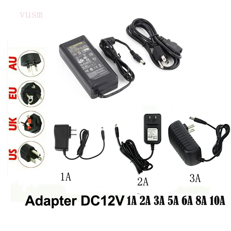 Высокое качество имеет Питание DC 12 V 1A 2A 3A 5A 6A 7A 8A 10A светодиодный трансформатор для 5050 5730 2835 3014 5050 Светодиодные полосы света