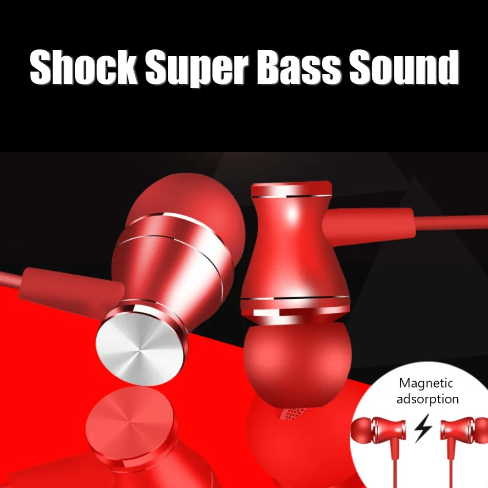 Magnetic Earphone with Microphone Volume Adjust Stereo Bass Sound Headset Sweat-proof In-Ear Sport Earbuds Earpieces for Phone |