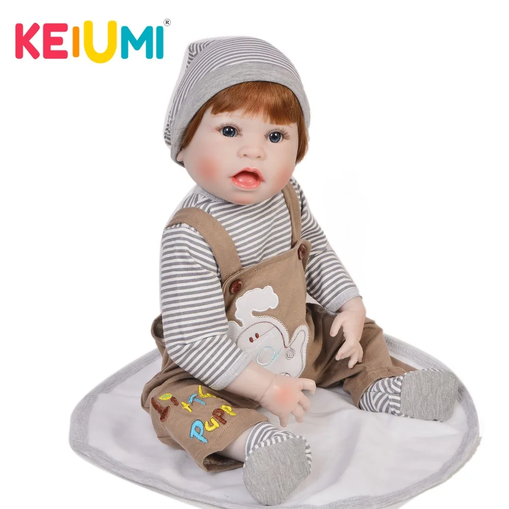 KEIUMI 23 дюйма Reborn Baby Boy Dolls полностью силиконовые виниловые реалистичные куклы для
