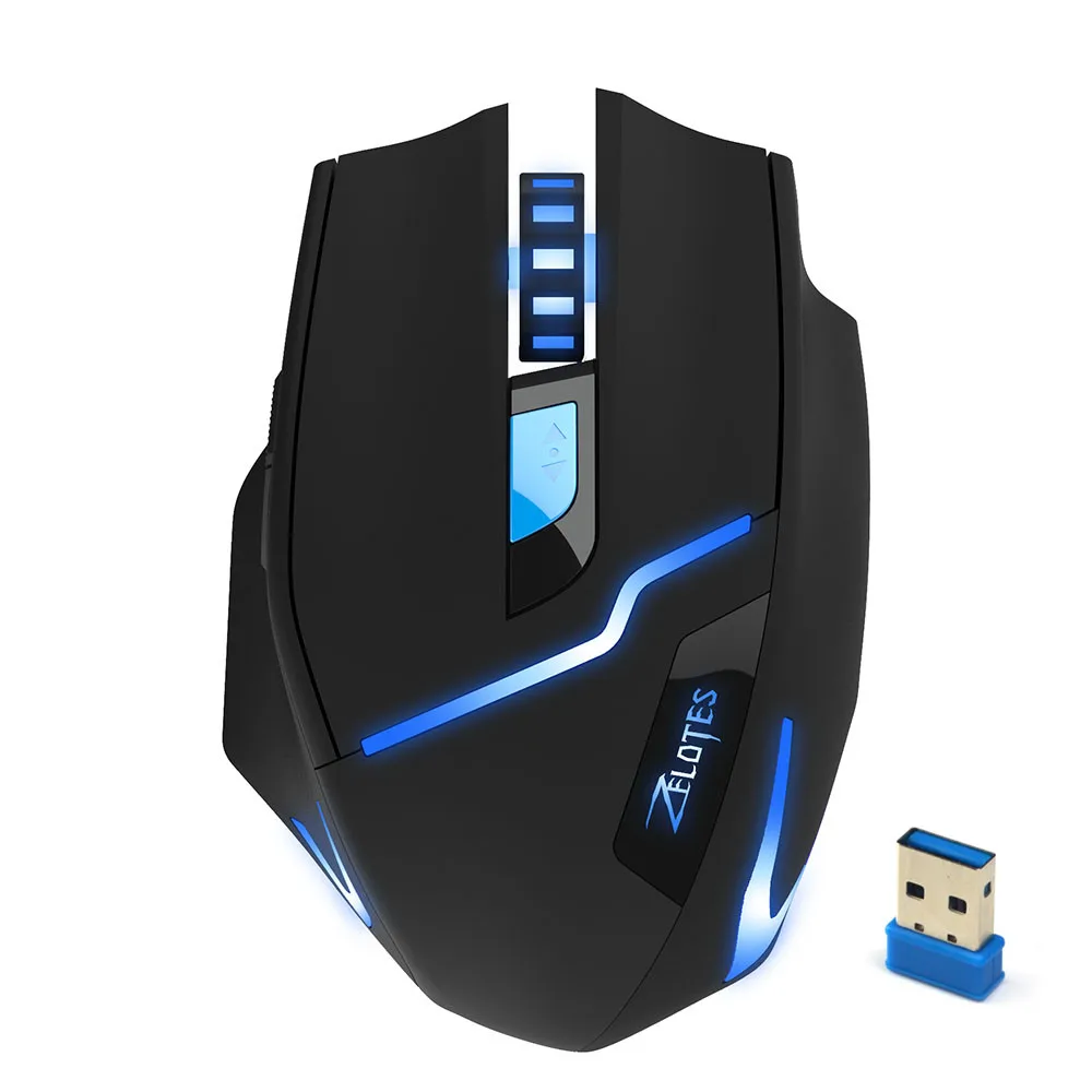 ZELOTES Беспроводная игровая мышь 2 4 ГГц 2400DPI Регулируемая для ноутбука ПК
