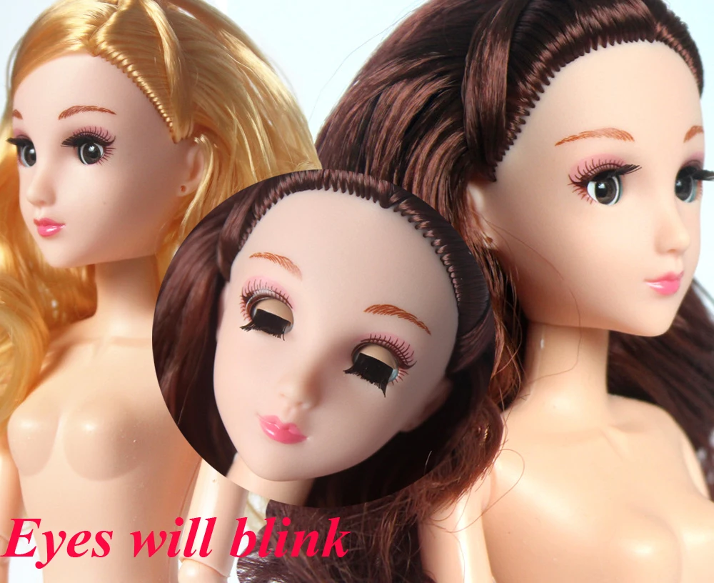 Blink eyes Doll / 4D Eyes Real Eyeslash Nude Naked doll Toy / 12 Joint Moveable / Head & Body For 1/6 Fashion Doll Baby Toys