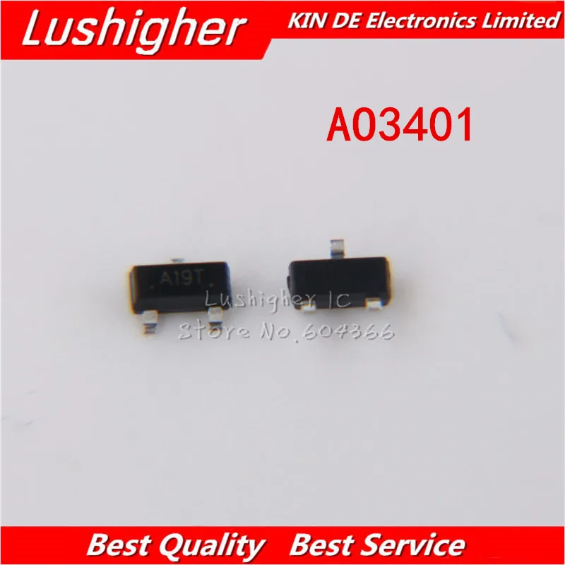 100PCS AO3401 SOT23 A19T SOT-23 P-Channel MOSFET TRANSISTOR | Электронные компоненты и принадлежности