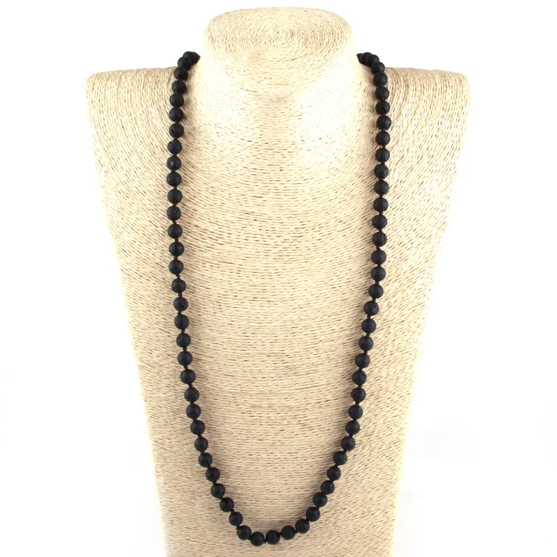 Богемные ювелирные изделия длиной 86 см 130 искусственная черная лава с узлом