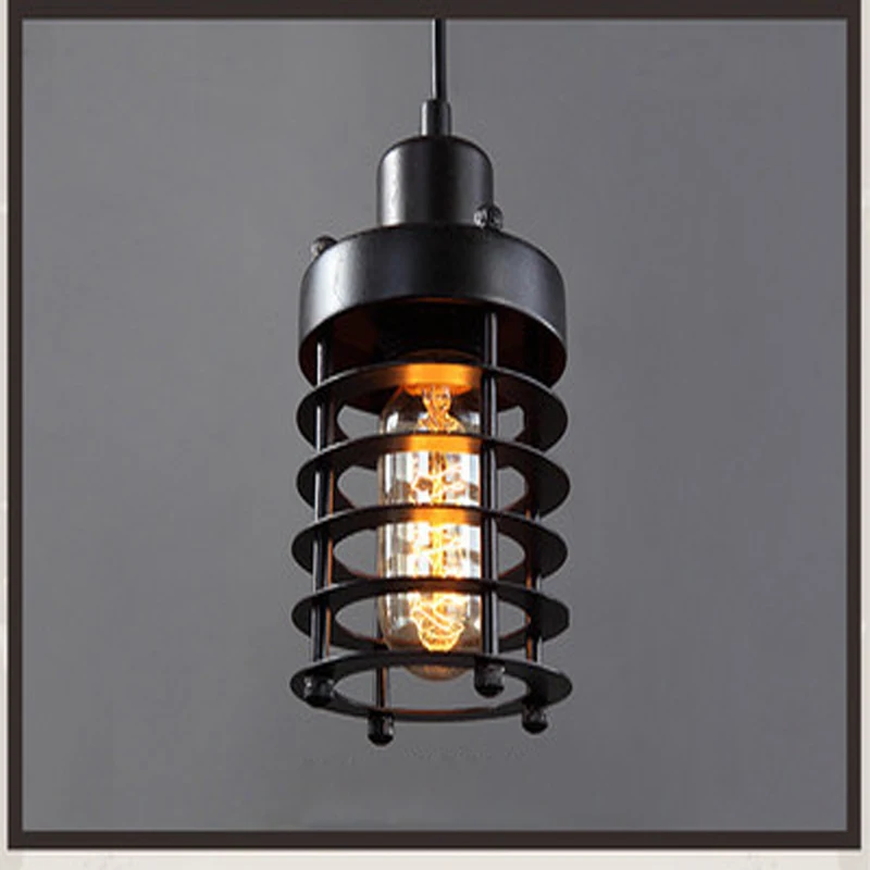 

European style single head iron bar restaurant creative retro bedroom stairs American Industrial Circle Pendant light