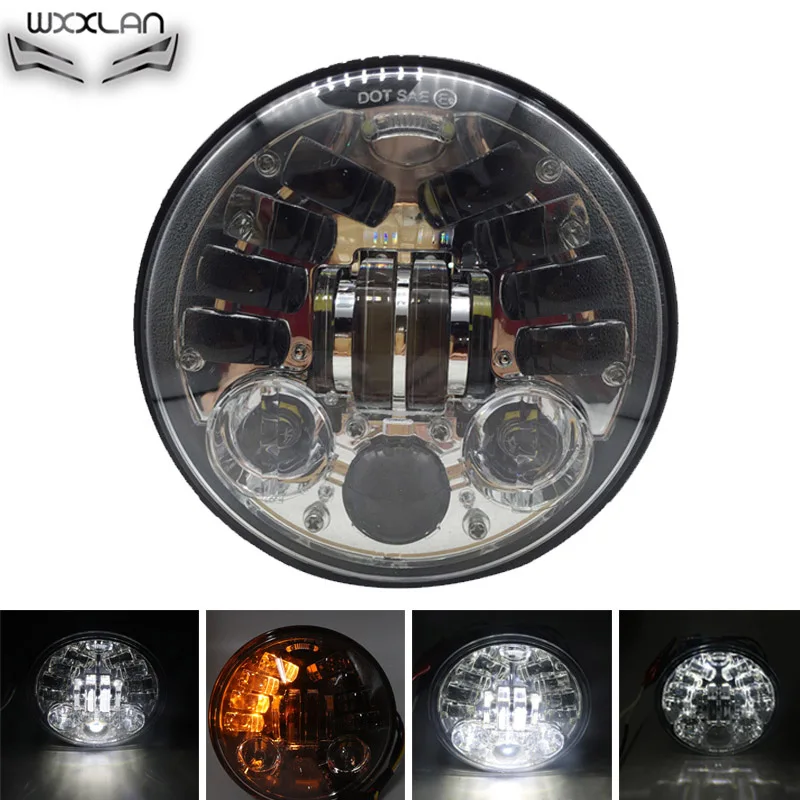 chrome Wxxlan Аксессуары для мотоциклов 5,7" СВЕТОДИОДНЫЙ Ведро фары для Suzuki охранной VS VL 700 750 1500 800 - Цвет: chrome