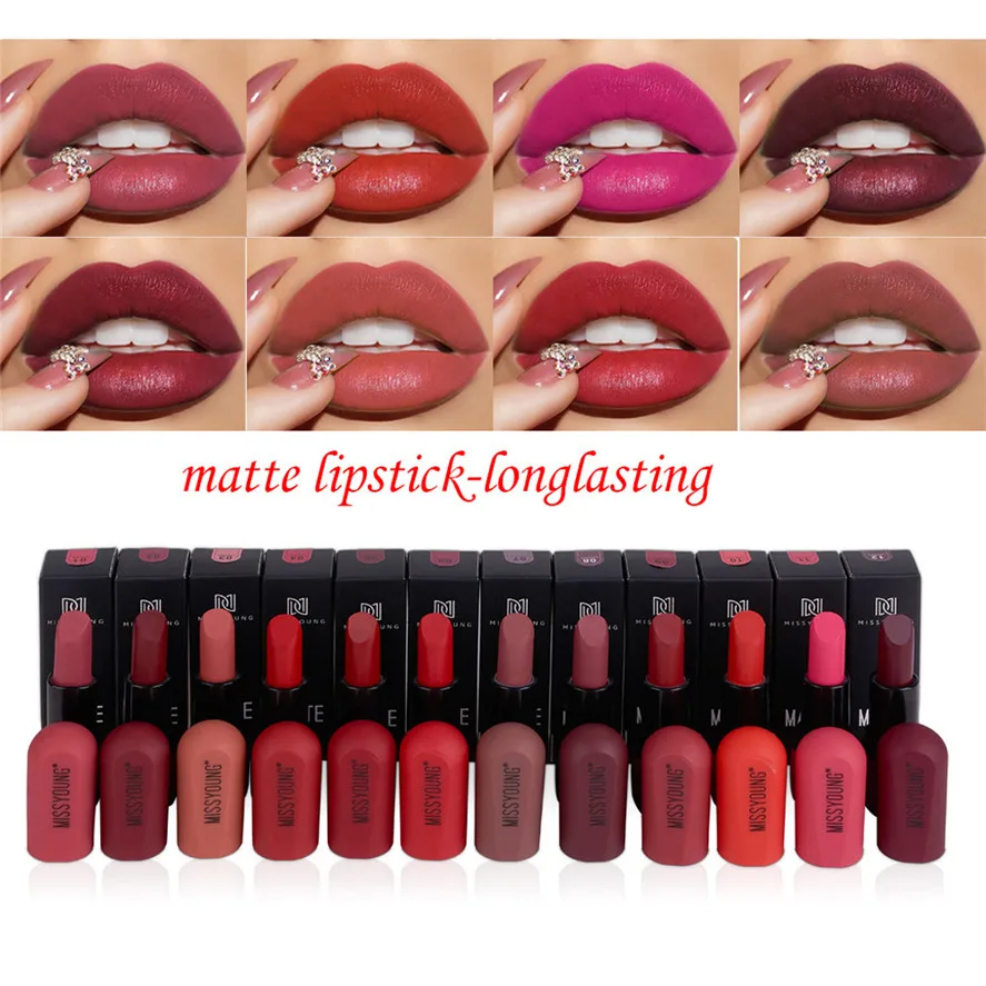 New Brand Matte Red Lipstick 12Colors 1PC Moisturizes Velvet Lip Gloss Makeup Lipsticks 0415#30 |
