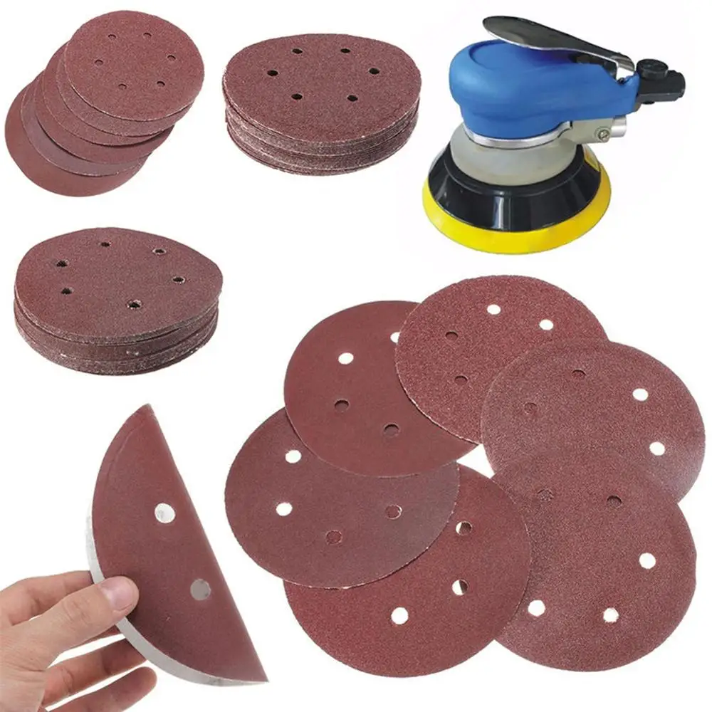 

Круглые шлифовальные листы с 6 отверстиями, диски, наждачная бумага, шлифовальный абразивный инструмент, 25 шт.