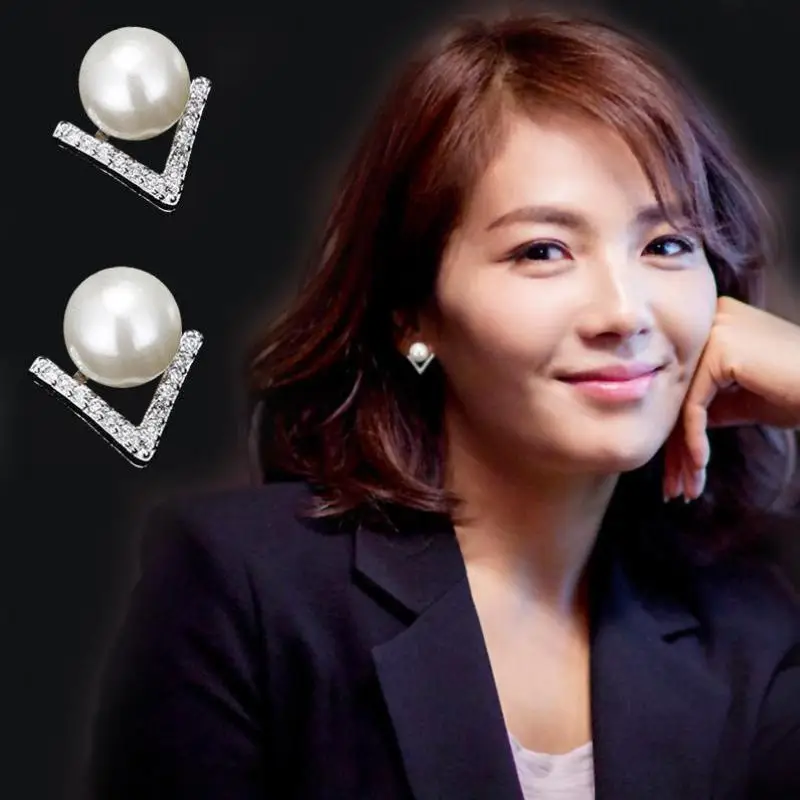 Серьги гвоздики женские с искусственным жемчугом и кристаллами|fashion stud earrings|stud