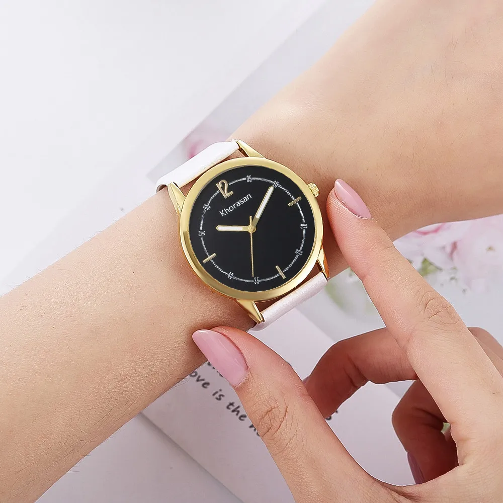 Роскошные Женские кварцевые часы с большим циферблатом повседневные кожаные