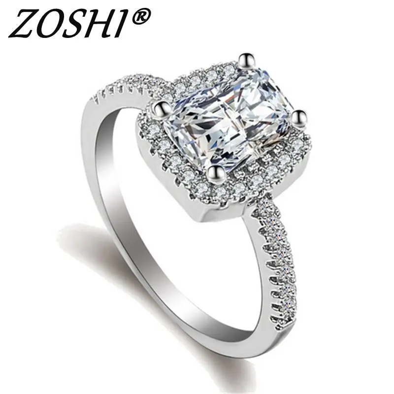 Модные Кристальные обручальные Квадратные Кольца горячая Распродажа кольца для