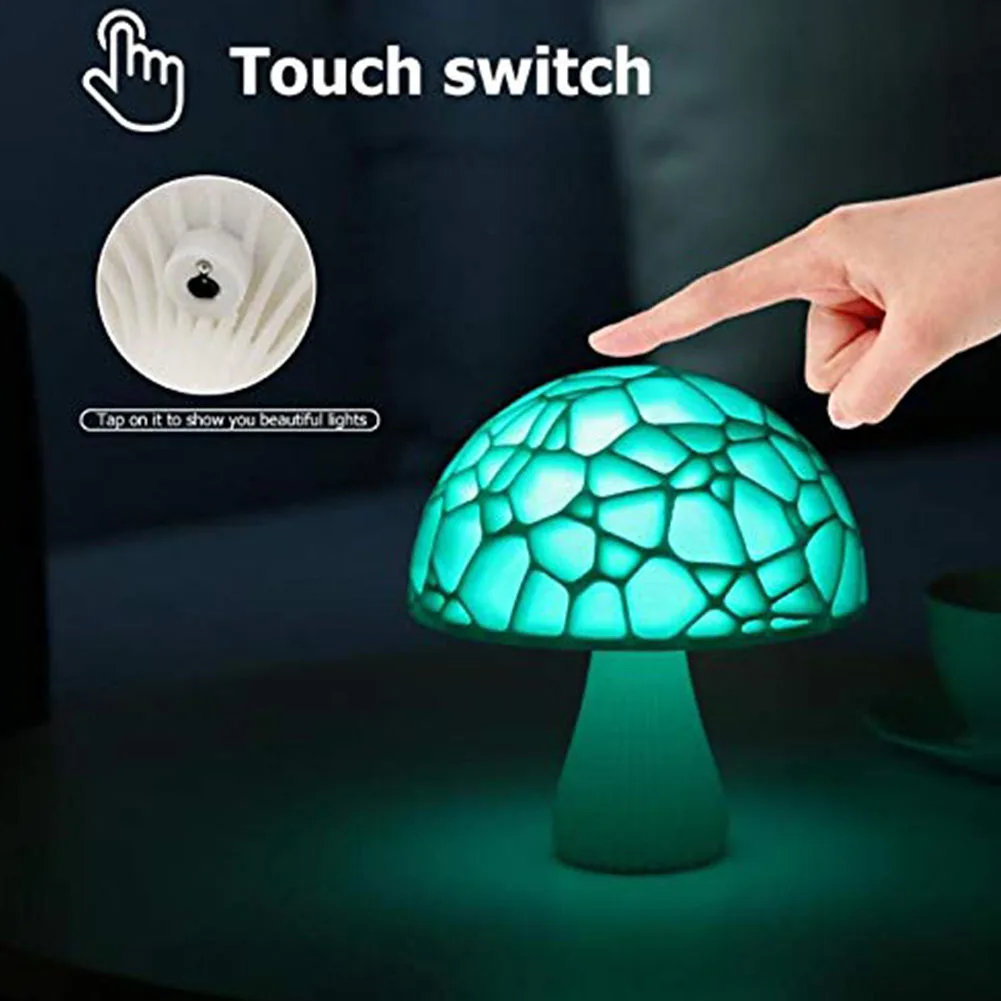 Крытый практичный спальня дети ночник 3D печать милый гриб Дистанционное