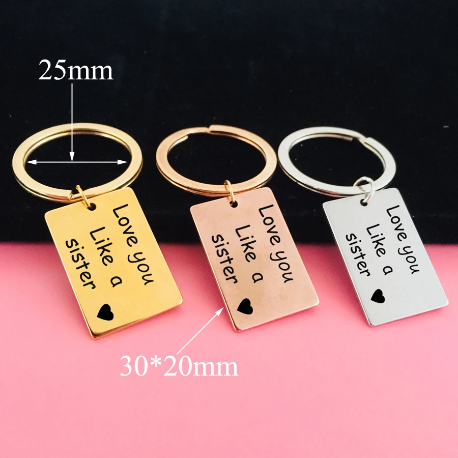 Fashion Hand Stamped Stainless Keyring Engraved Love you Like a sister For Sisters Best Friend Memorial Gift Keychain Jewelry | Украшения и