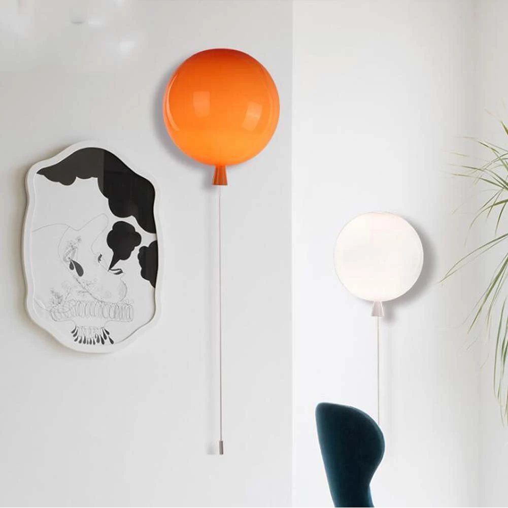 Colorful Balloon Wall Lamp 20cm/25cm/30cm/35cm Modern Children Bedroom Bedside Wall Sconce With Pull Switch Wall Light