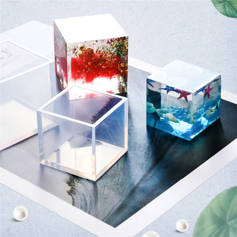 Квадратный белый Diy Эпоксидной Пластик квадратный Кубик прессформы Молде Silicona