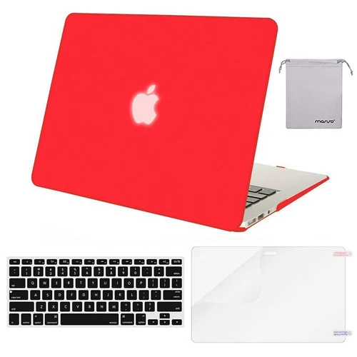 Red Защитный чехол для ноутбука Mosiso для MacBook Air 13 2013+ силиконовый чехол для клавиатуры/защита экрана/Сумка - Цвет: Red