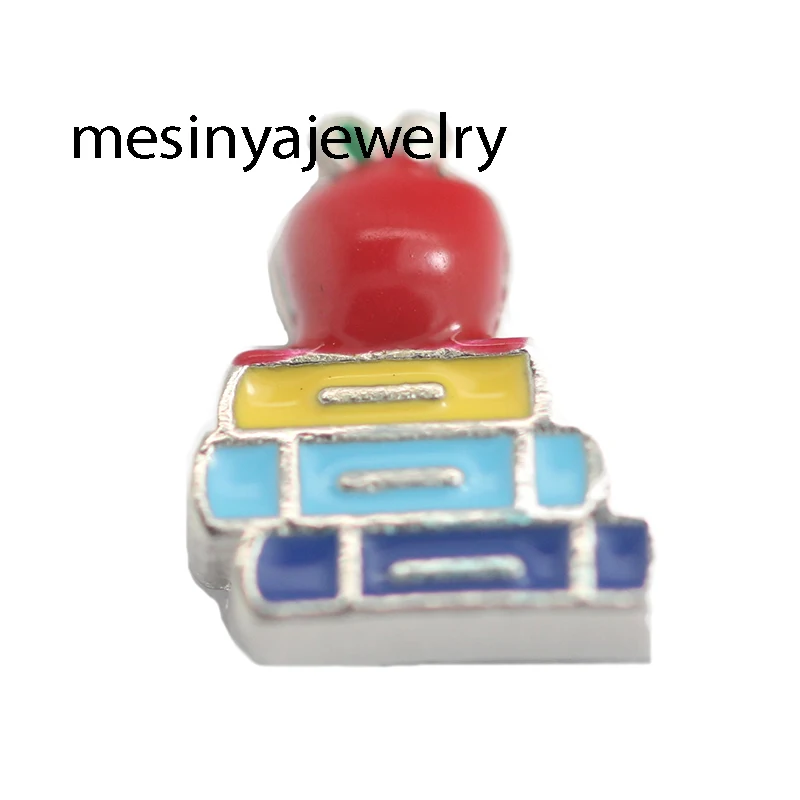 

10pcs Apple And Book Custom Floating Charms for Glass Locket