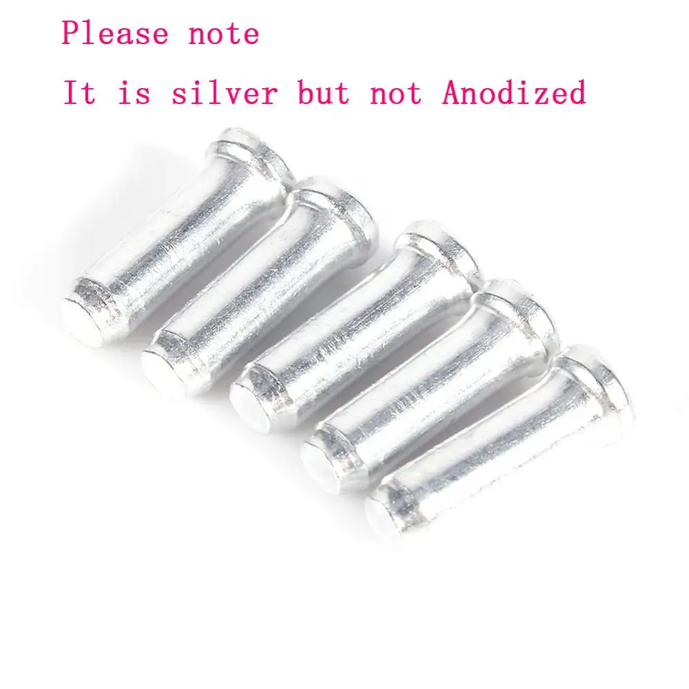 Silver no Anodized 100 шт./пакет анодированный Алюминий сплава дорожный велосипед Тормозная Линия конец кабеля Кепки горный велосипедный тормоз переключения Кепки путешествия Наборы - Цвет: Silver no Anodized