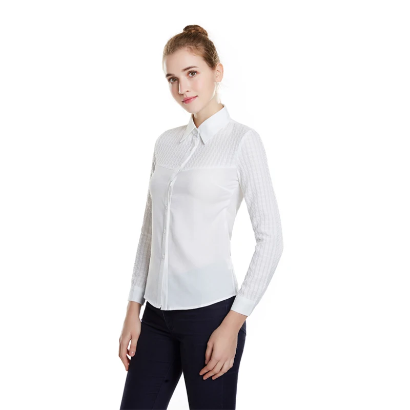 EPacket доставка женские кружевные белые рубашки одежда с длинным рукавом