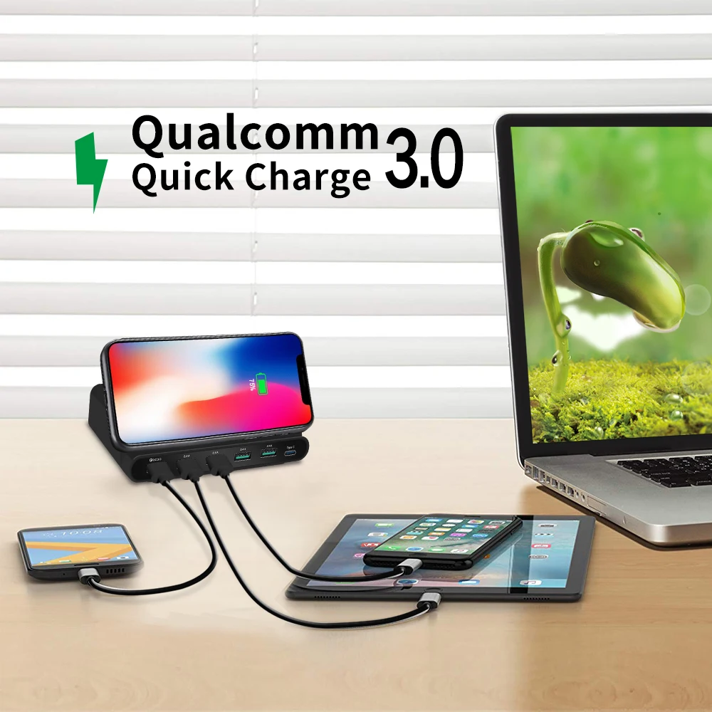 FDGAO 3 в 1 QI Беспроводное зарядное устройство QC3.0 многопортовый USB Быстрая зарядка док-станция Подставка для iphone X XS MAX XR для Android