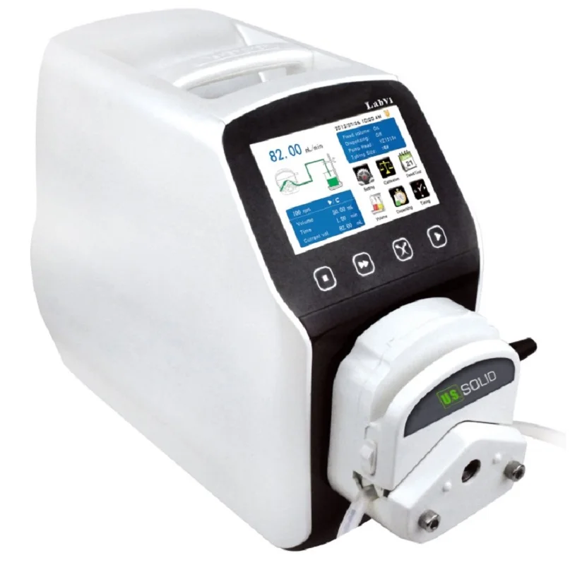 

U.S. Solid Industrial Peristaltic Pump Intelligent Type LabF3 YZ1515x 0.07- 1330 ml/min 0.1-350 rpm LCD Touch Screen