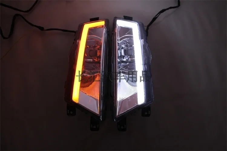 Новое поступление led drl Дневной ходовой светильник противотуманная фара с желтым поворотником для skoda rapid 2013-15, высокое качество, plug and play